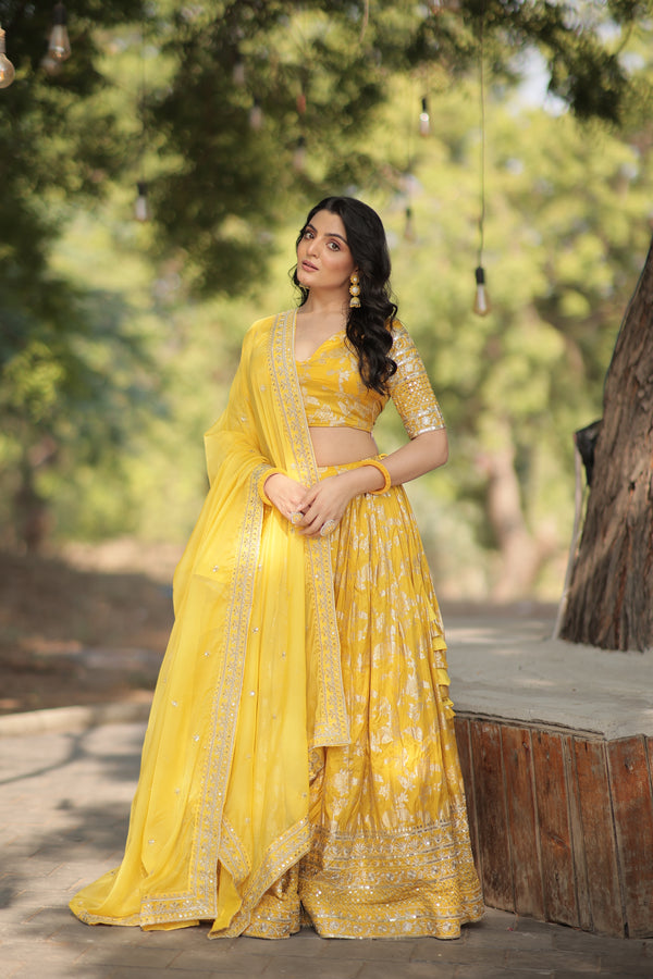 MAYRA'S YELLOW PREMIUM LEHENGA CHOLI