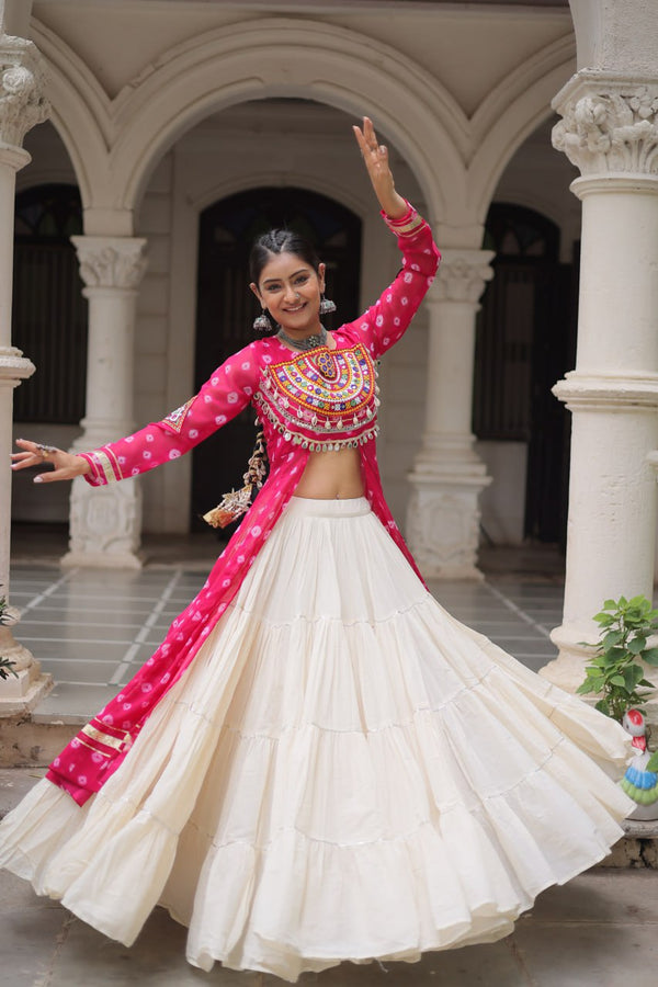 RANI-PINK PREMIUM LEHNGA KURTI